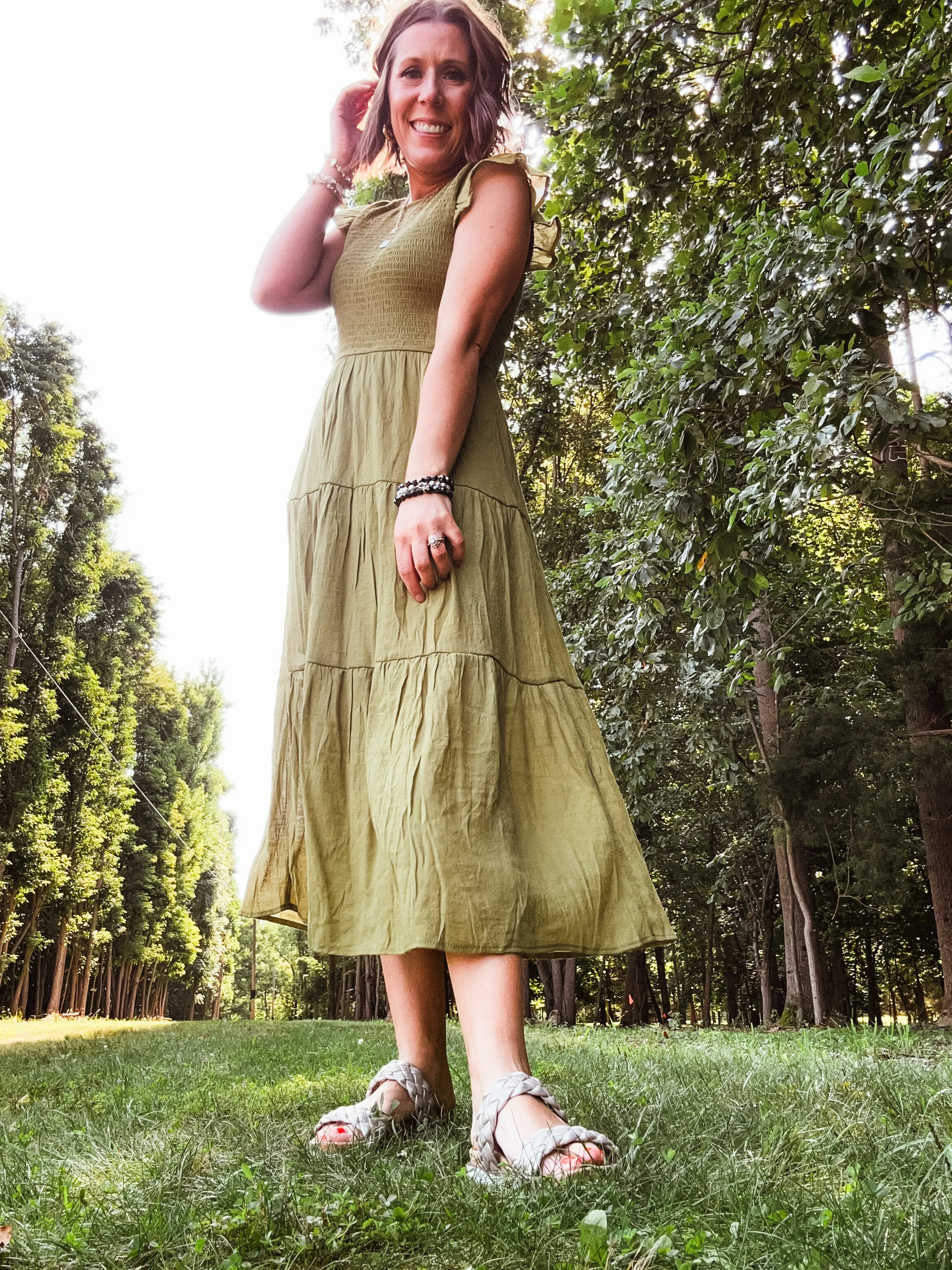 Kiwi Smocked Tiered Midi Dress