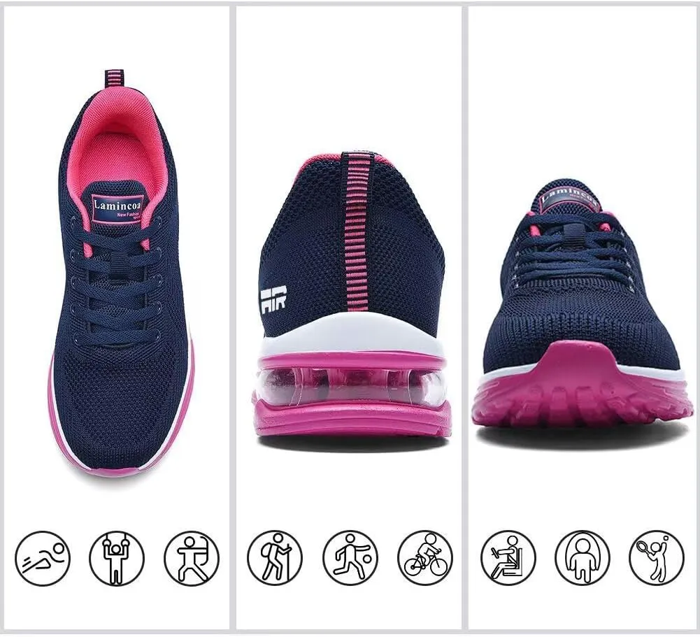 Lamincoa Womens Walking Shoes Lightweight Running Shoes Womens Tennis Shoes Non Slip Air Shoes Breathable Mesh Air Cushion Sneakers for Gym Workout Sports
