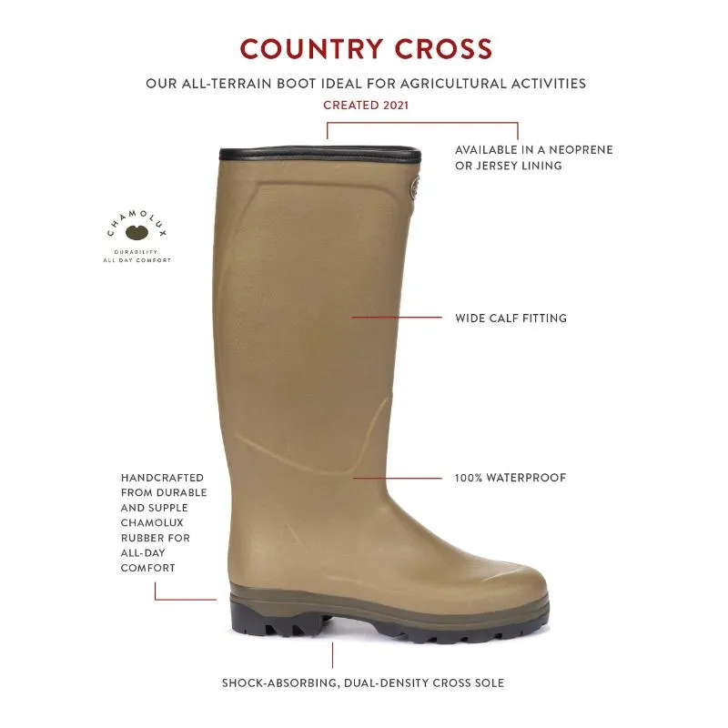 Le Chameau Country Cross Neoprene Lined Mens Boot - Iconic Green