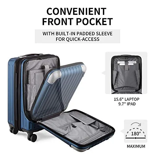 LEVEL8 Grace EXT Carry On Luggage Airline Approved, 20” Expandable Hardside Carry On Suitcase With Wheels, ABS PC Harshell Spinner Small Luggage with TSA Lock - Blue, 20-Inch Carry-On