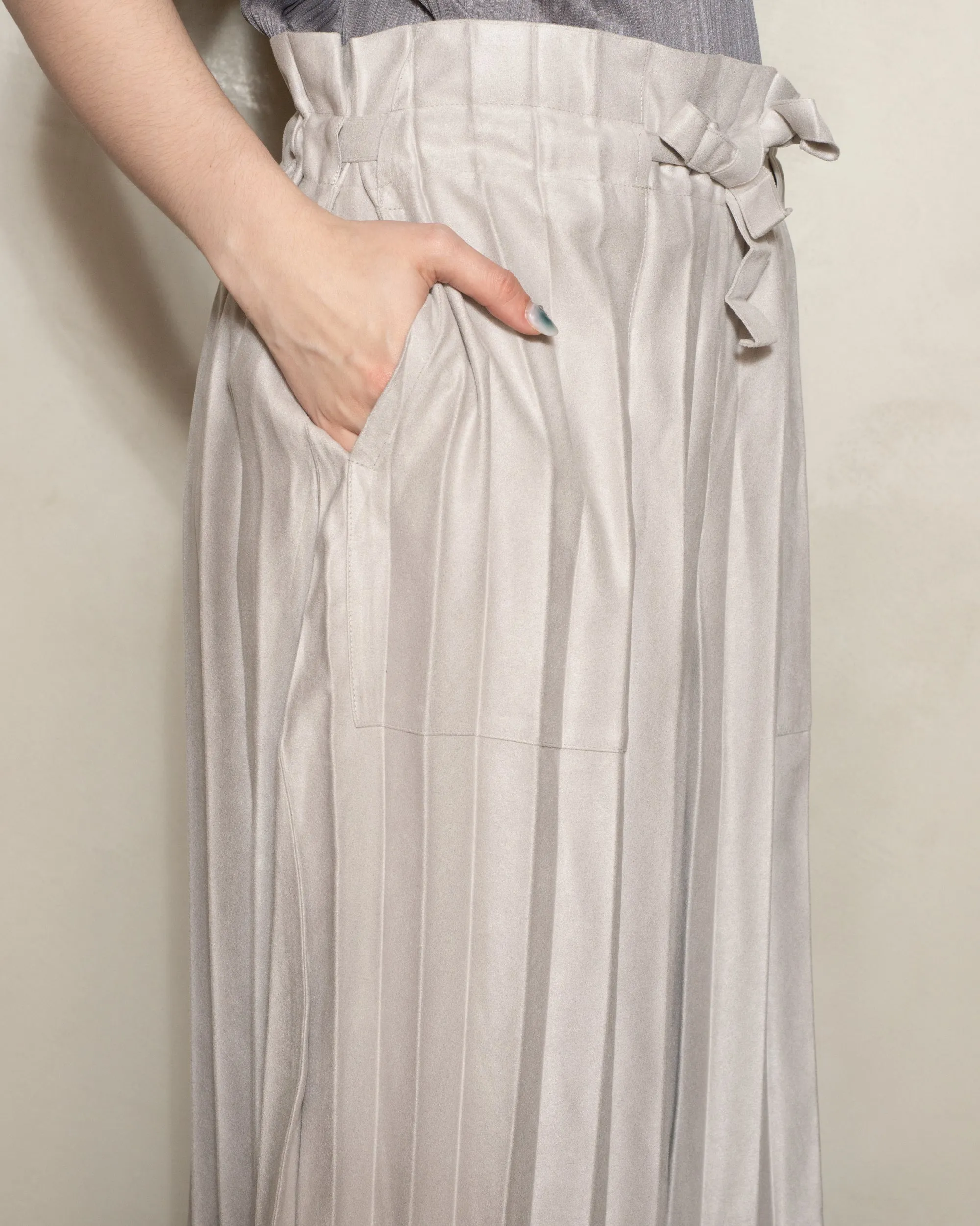 Light Grey Cube Pleat Trouser