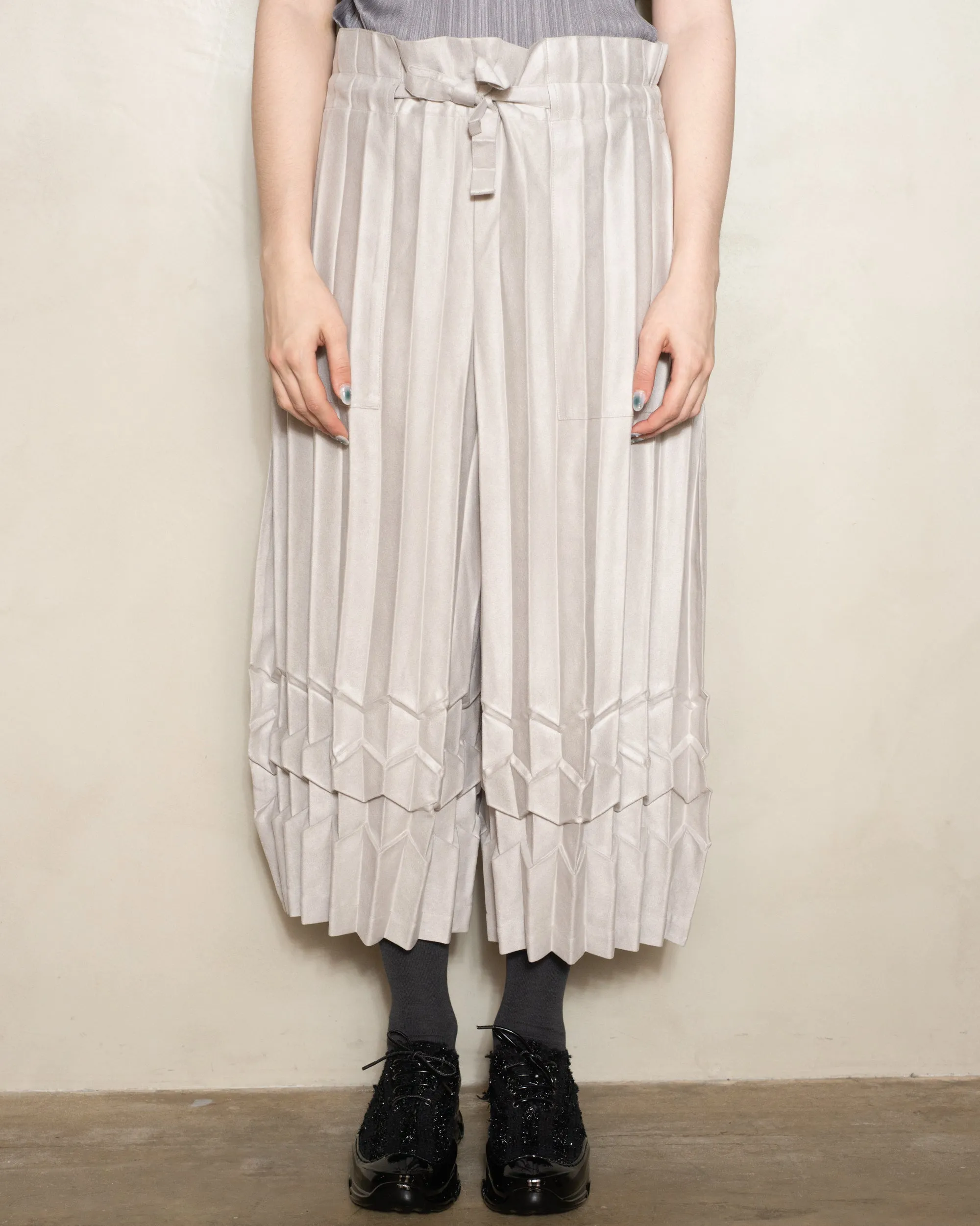 Light Grey Cube Pleat Trouser