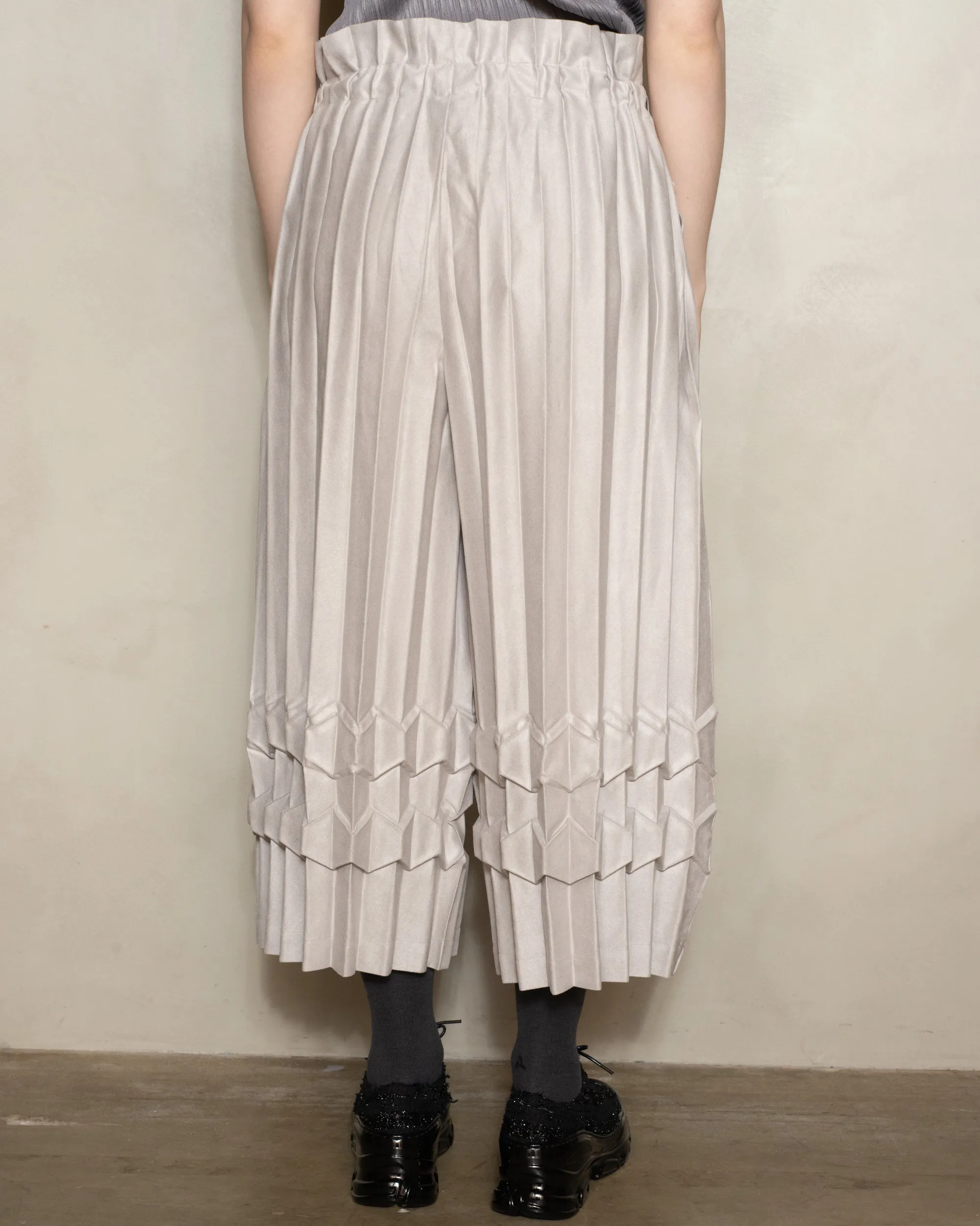 Light Grey Cube Pleat Trouser