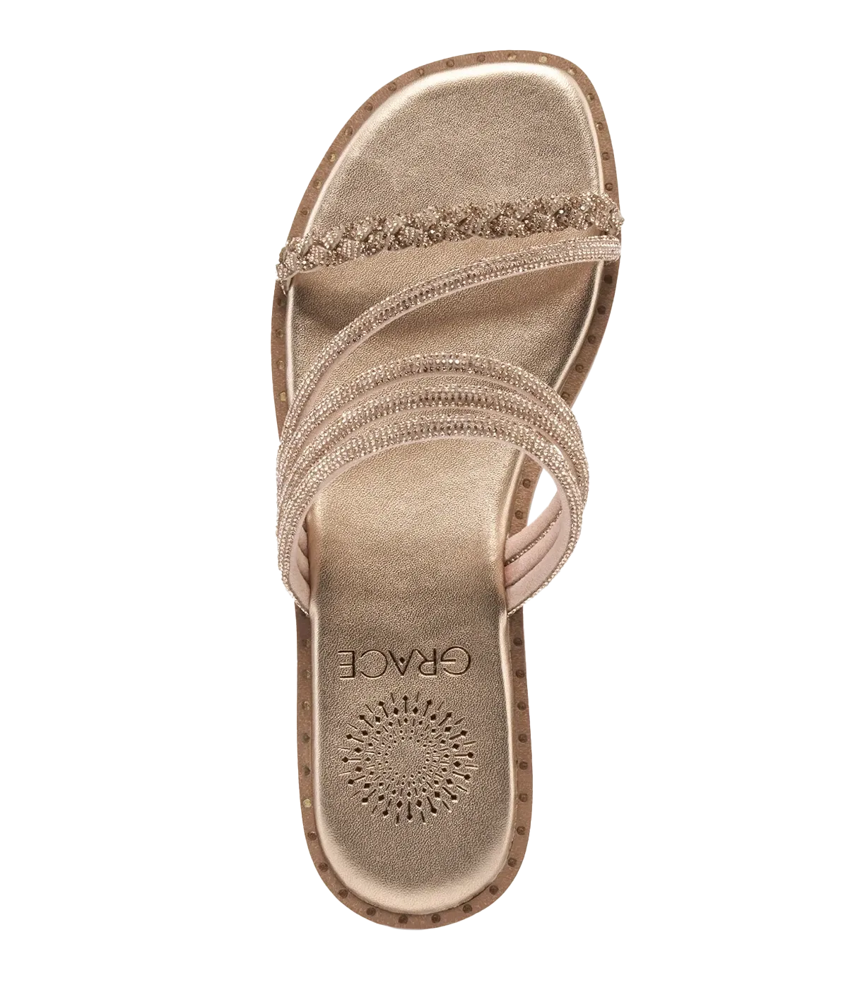 Malaga Sandal in Champagne Crystal