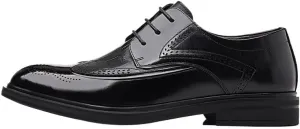 Men's Leather Brogue Oxfords - Classic Wingtip Dress Shoes for Comfortable Business & Casual Wear