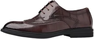 Men's Leather Brogue Oxfords - Classic Wingtip Dress Shoes for Comfortable Business & Casual Wear