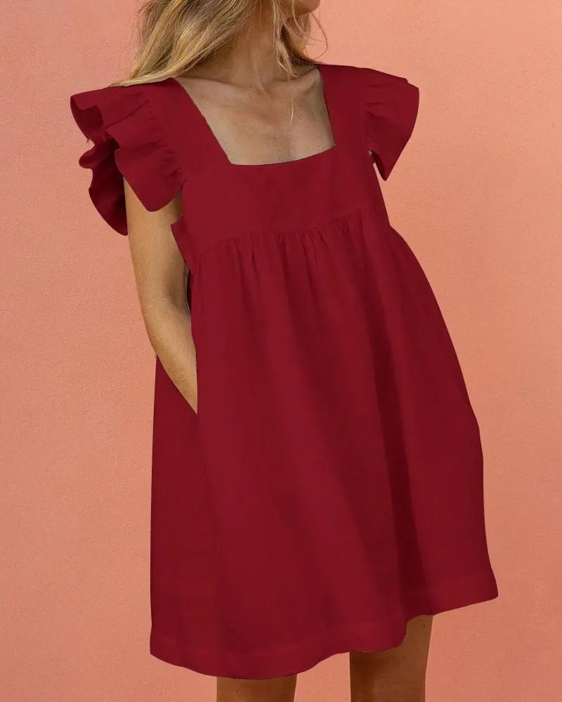 Mikaella - Effortless Flutter-Sleeve Dress