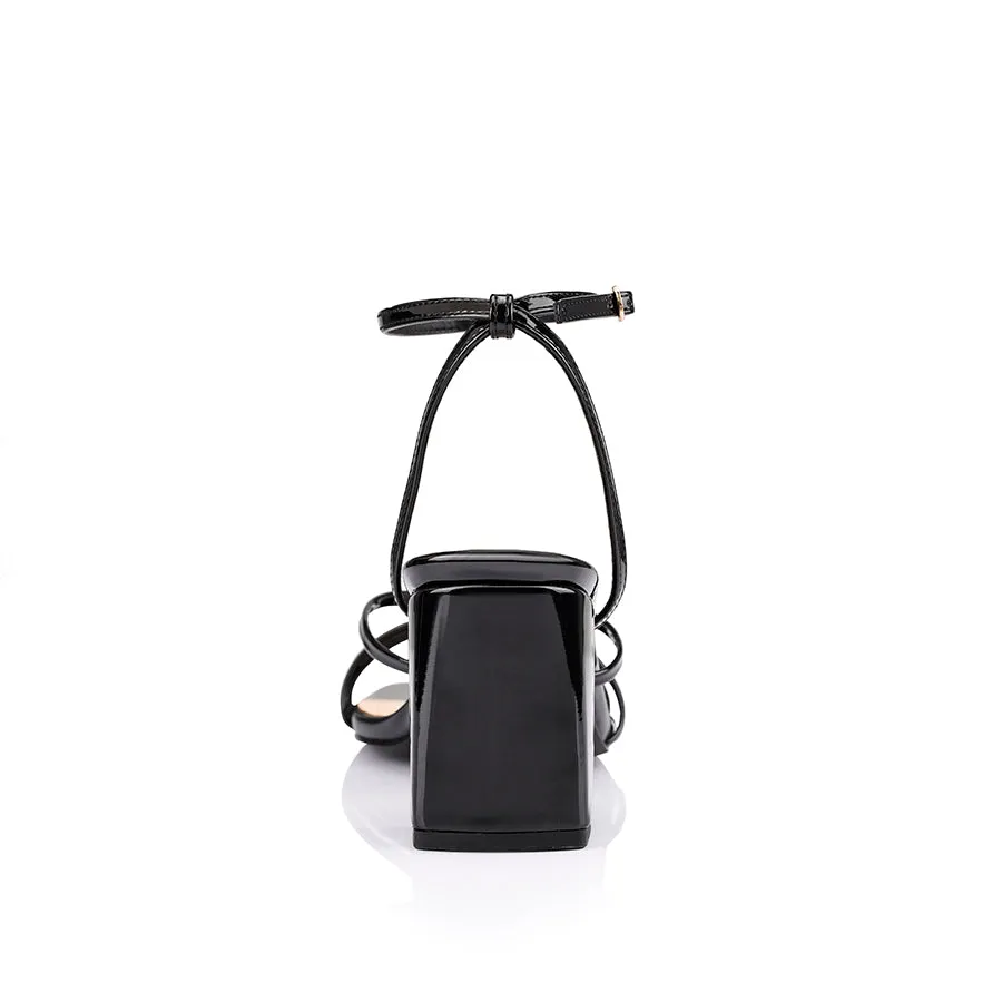 Nakita Block Heel Sandals - Black Patent
