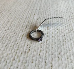 Nuria - Black Rhodium Ring with Center Stone