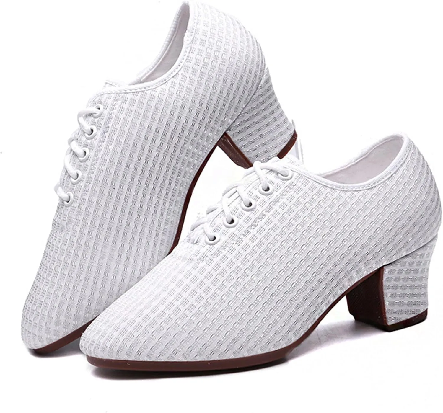 ONAIC Women's Lace Up Latin Practice Dance Shoes Standard Ballroom Latin Dance Shoes Breathable Jazz Training Shoes