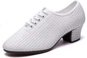 ONAIC Women's Lace Up Latin Practice Dance Shoes Standard Ballroom Latin Dance Shoes Breathable Jazz Training Shoes