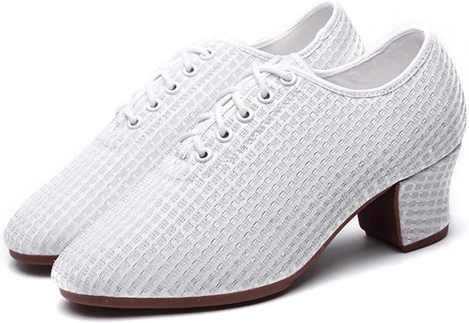 ONAIC Women's Lace Up Latin Practice Dance Shoes Standard Ballroom Latin Dance Shoes Breathable Jazz Training Shoes