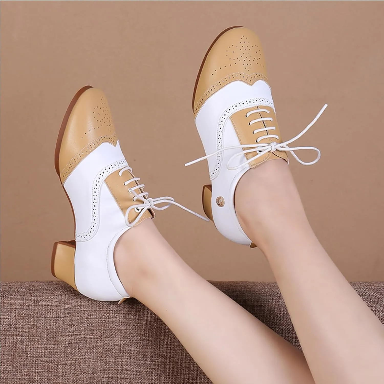 ONAIC Womens Latin Dance Shoes Ballroom Lace-Up Salsa Shoes Leather Latin Character Shoe
