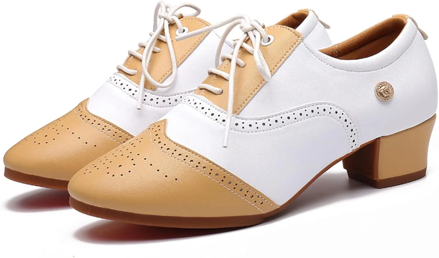 ONAIC Womens Latin Dance Shoes Ballroom Lace-Up Salsa Shoes Leather Latin Character Shoe