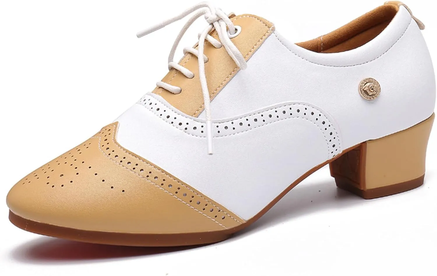 ONAIC Womens Latin Dance Shoes Ballroom Lace-Up Salsa Shoes Leather Latin Character Shoe