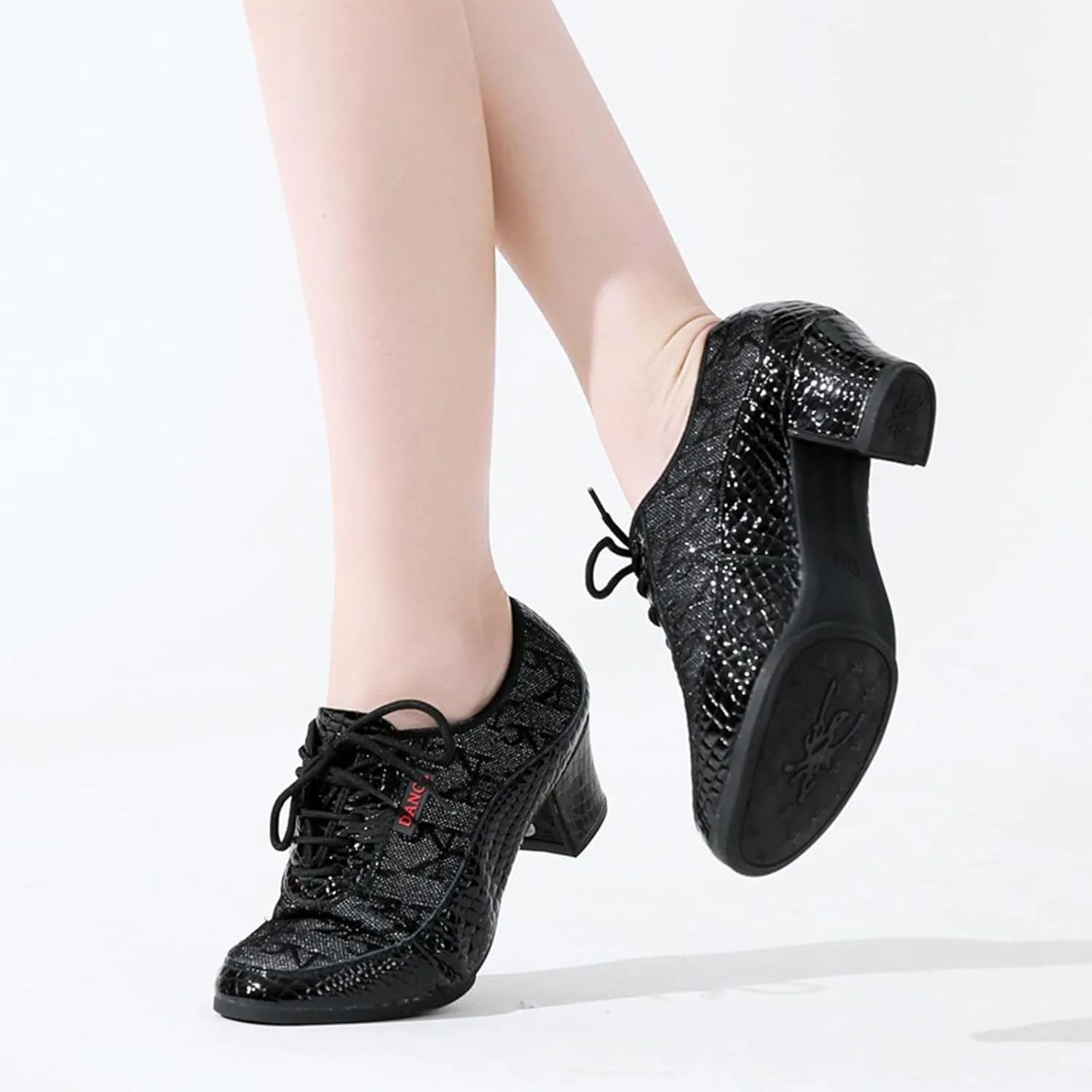 ONAIC Women's Professional Latin Dance Shoes Ballroom Salsa Practice Shoes Abrasion Resistant Lightweight Dancing Shoes 3CM Heel