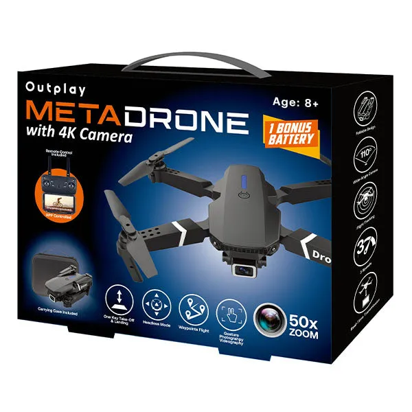 Outplay MetaDrone 4K Dual-Camera RC Drone with Case & Bonus Battery