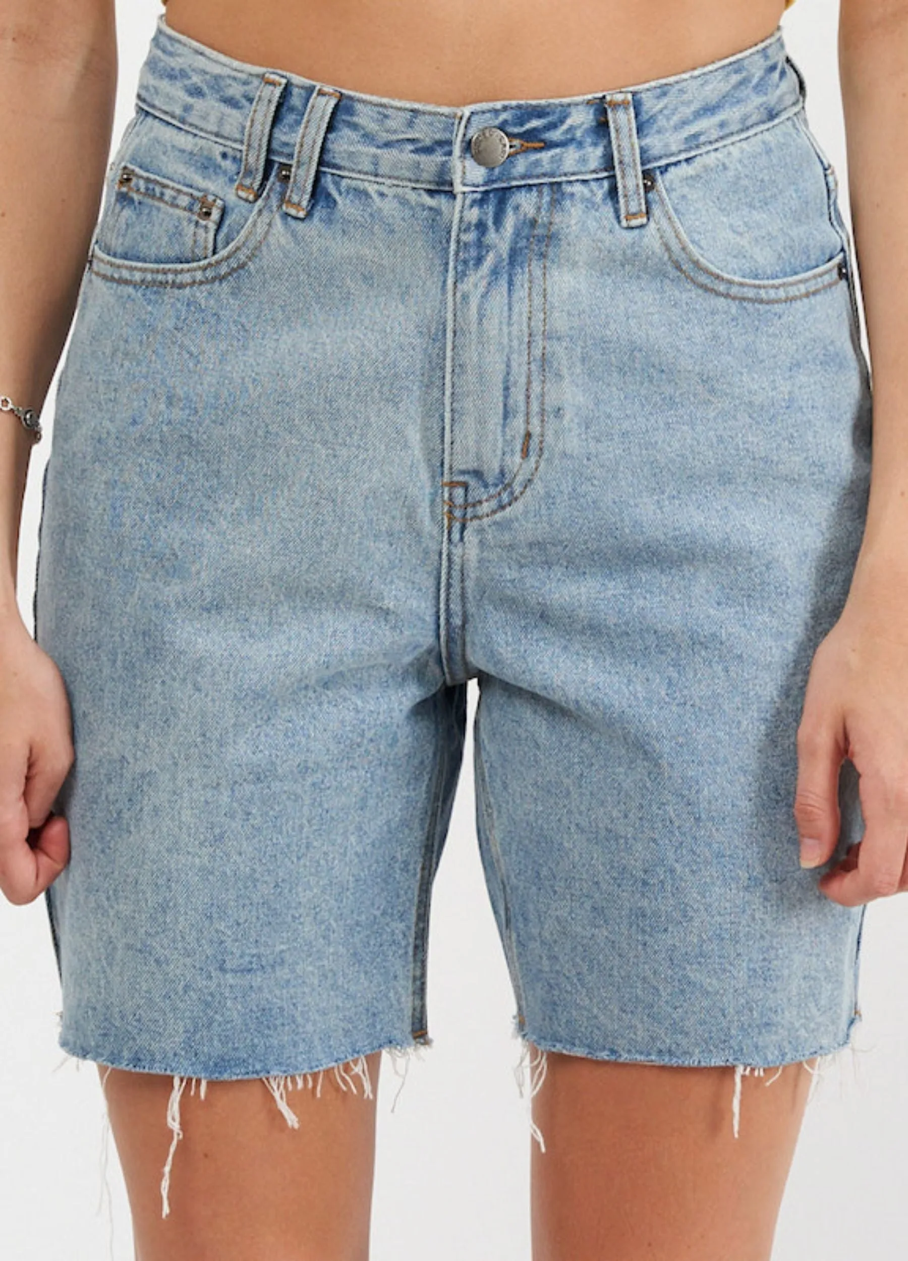Paper Heart - Mid Thigh Light Wash Denim Short