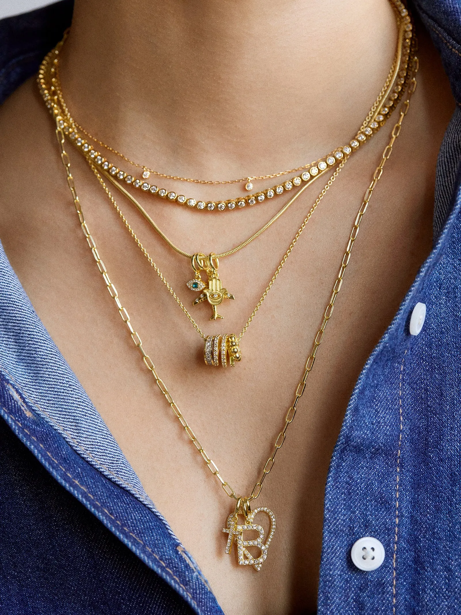Pavé Initial Cluster Charm - X