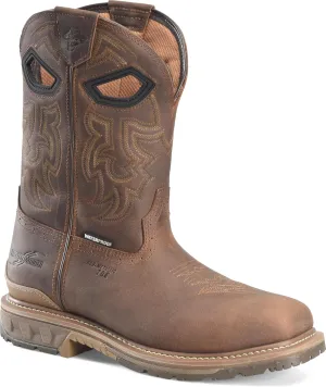 PHANTOM RIDER Stanton 11 Waterproof Wide Square Composite Toe Roper Boots for Men with Dark Brown Barnyard Acid Resistant Leather, EH-Rated, Dark Brown (Brown) - 9.5 2E