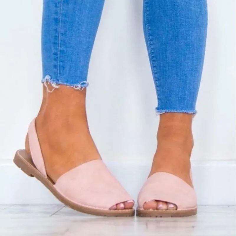 Portable Summer Peep Toe Flat Sandals