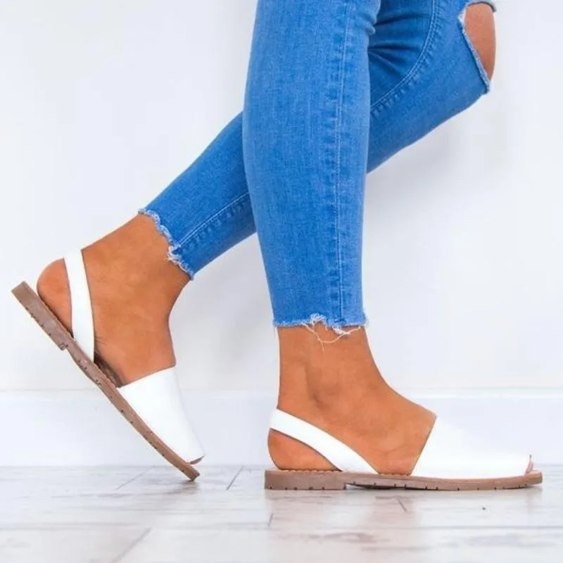 Portable Summer Peep Toe Flat Sandals