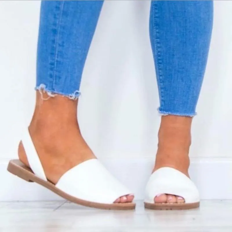Portable Summer Peep Toe Flat Sandals