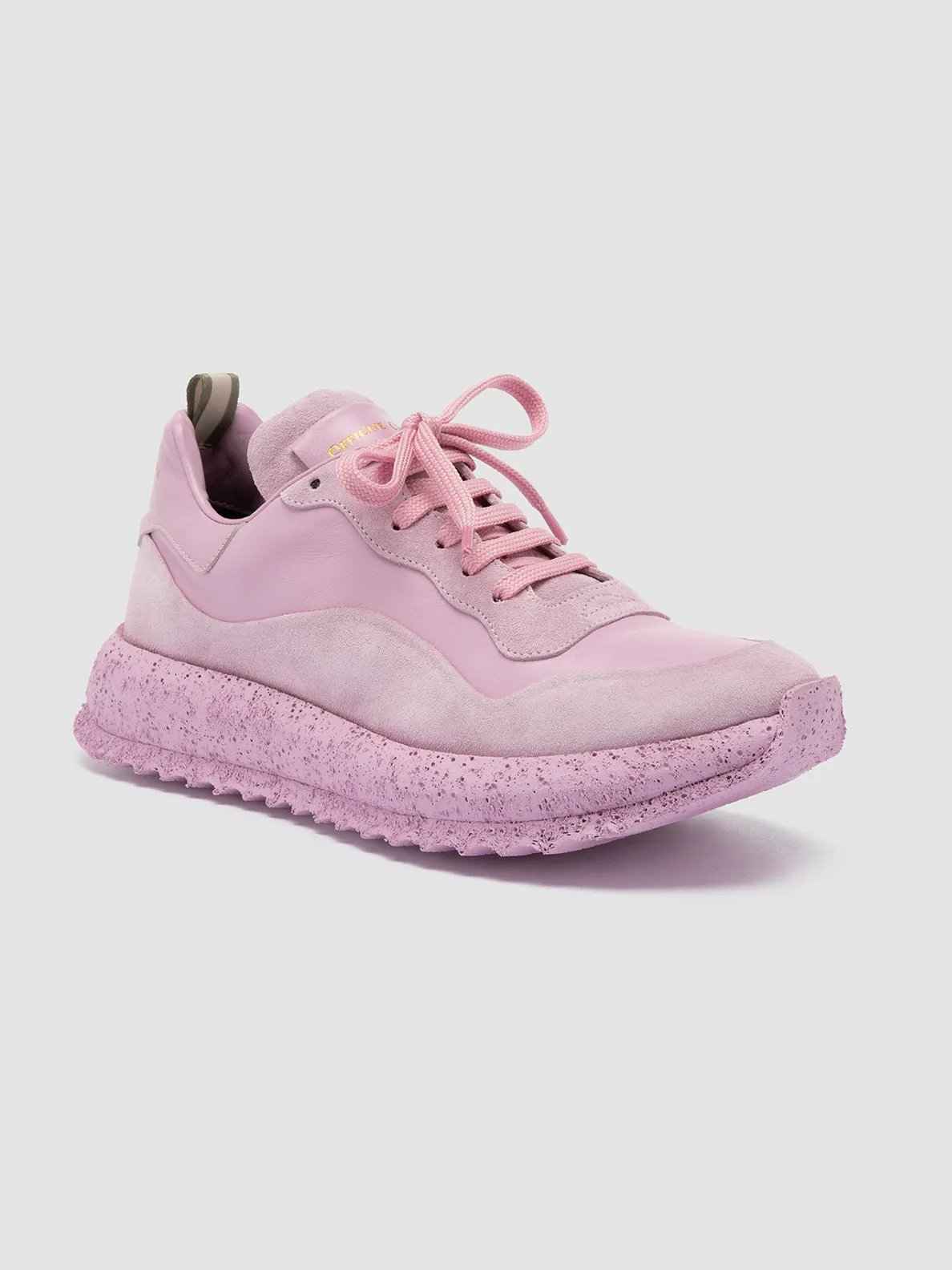 RACE RUBREX 101 - Rose Leather and Suede Low Top Sneakers