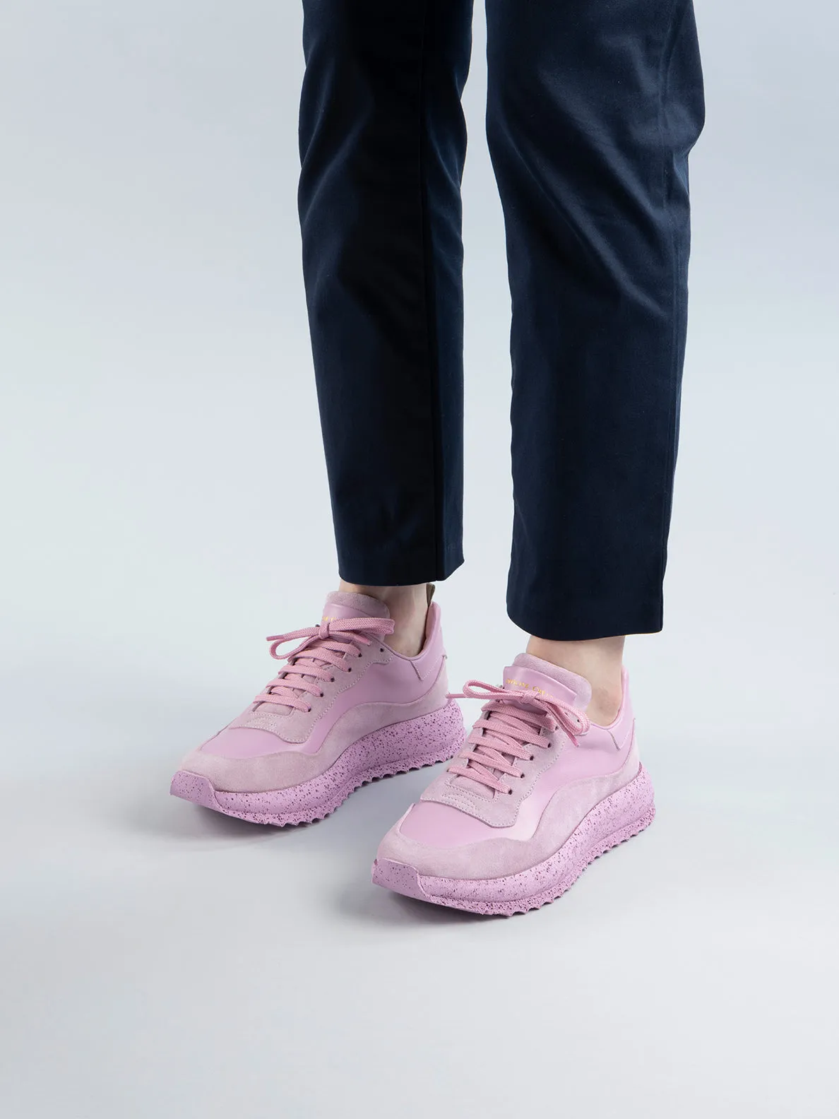 RACE RUBREX 101 - Rose Leather and Suede Low Top Sneakers