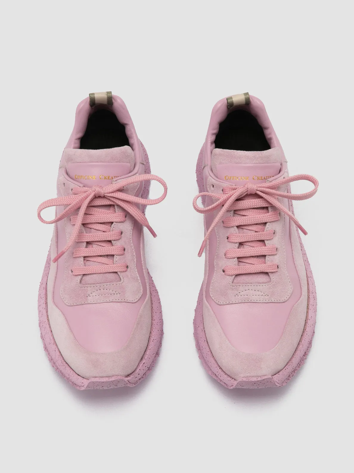 RACE RUBREX 101 - Rose Leather and Suede Low Top Sneakers