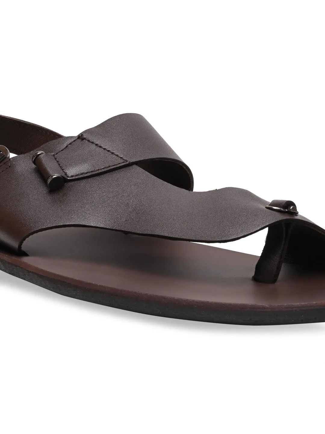 Regal Brown Men Leather One Toe Sandals
