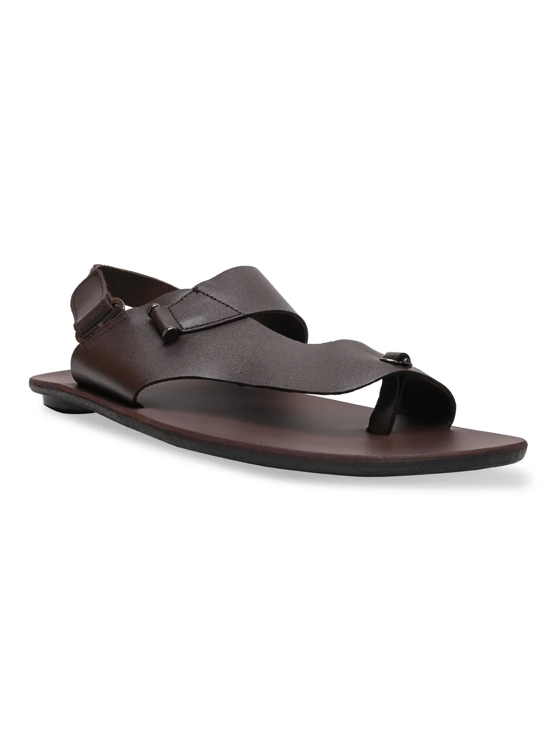 Regal Brown Men Leather One Toe Sandals