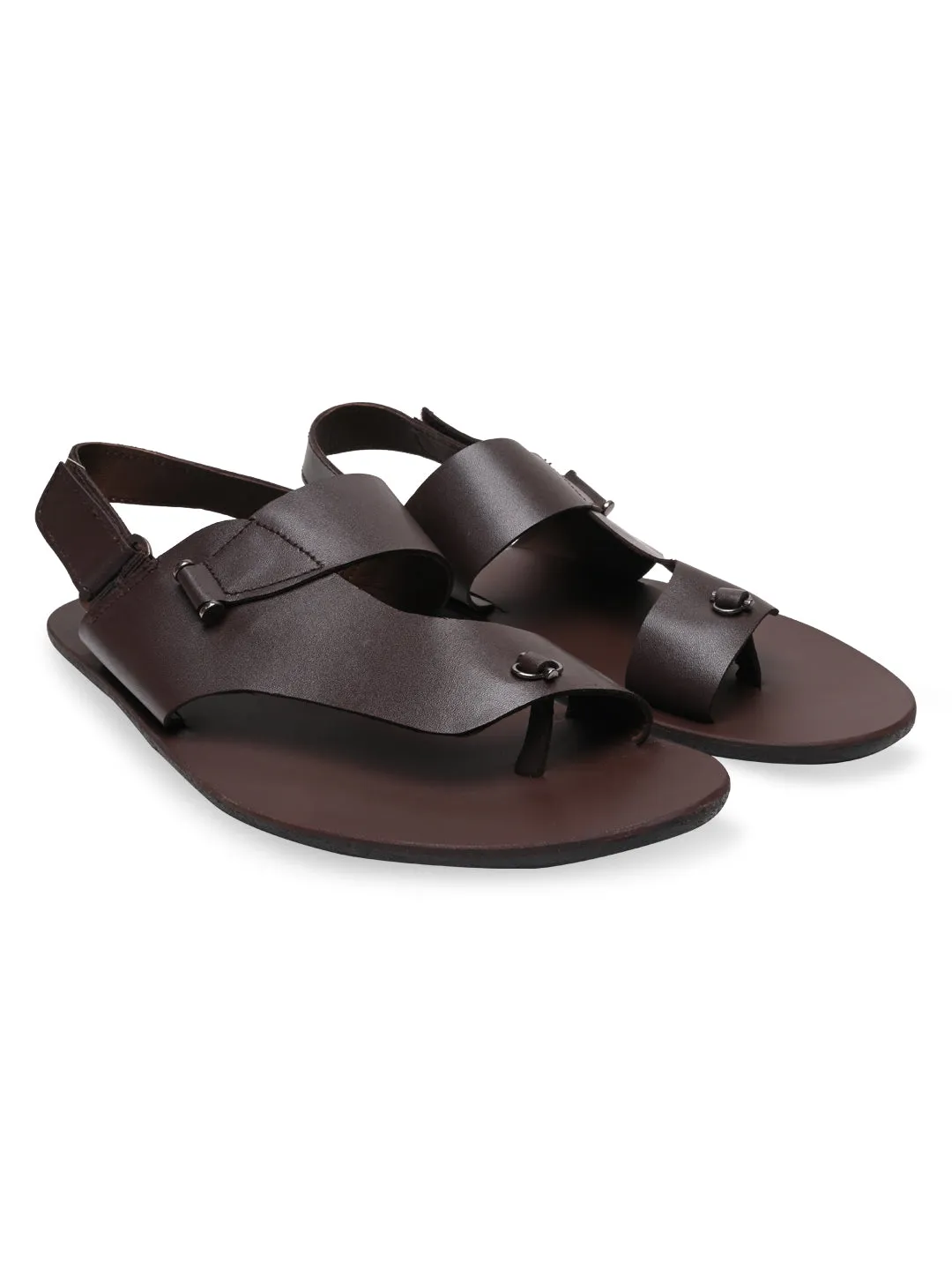 Regal Brown Men Leather One Toe Sandals