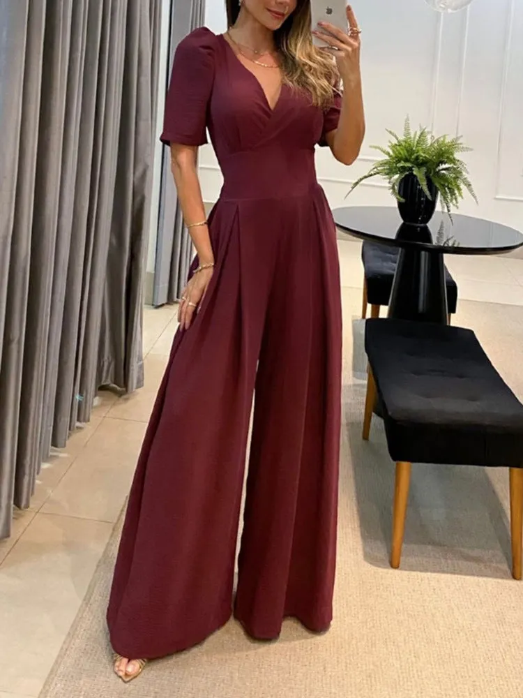 Richelle - Elegant Puff-Sleeve Jumpsuit