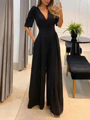 Richelle - Elegant Puff-Sleeve Jumpsuit