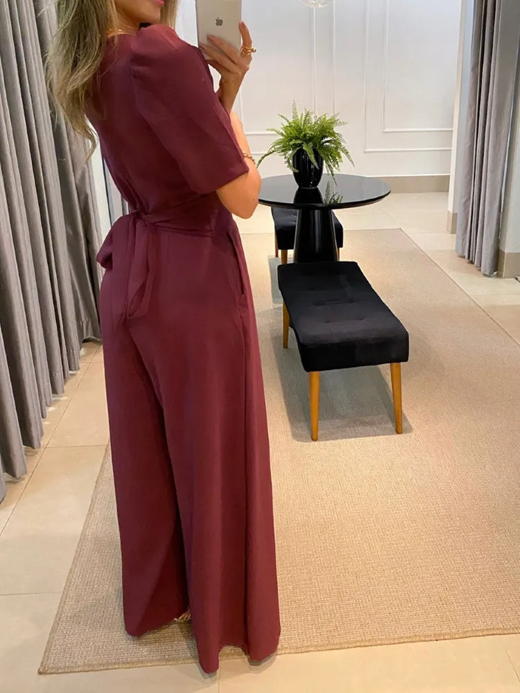 Richelle - Elegant Puff-Sleeve Jumpsuit