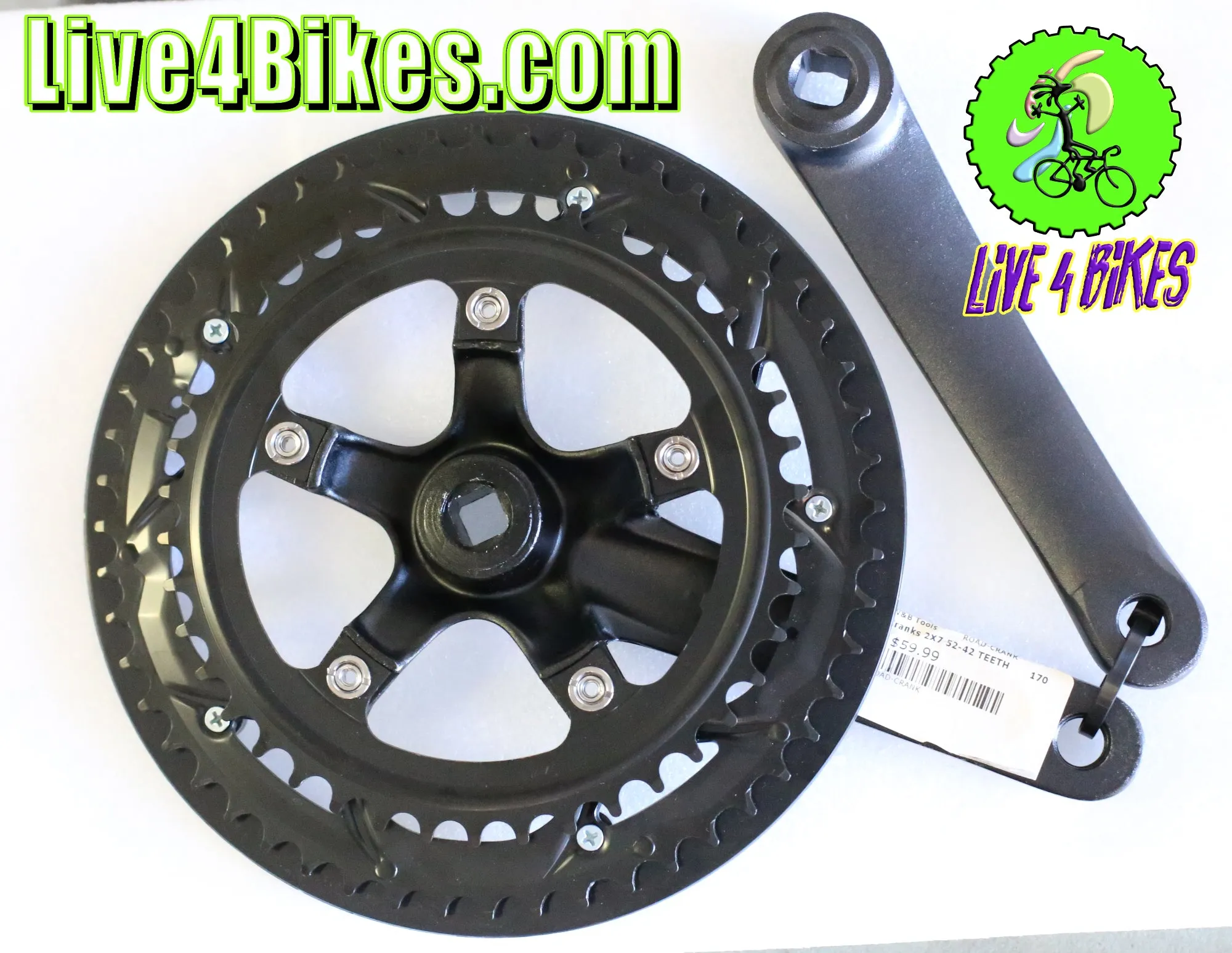 Road bike / City bike Square Taper  Crankset  52-42T 170mm w/ Chainguard - Live 4 Bikes