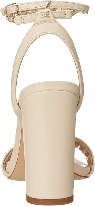 Sam Edelman Yanelli Modern Ivory Ankle Strap Round Open Toe Block Heeled Sandals
