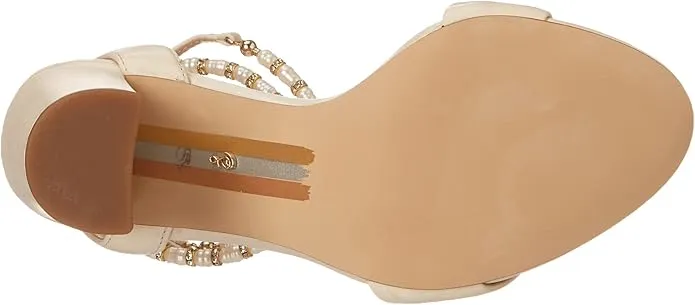 Sam Edelman Yanelli Modern Ivory Ankle Strap Round Open Toe Block Heeled Sandals