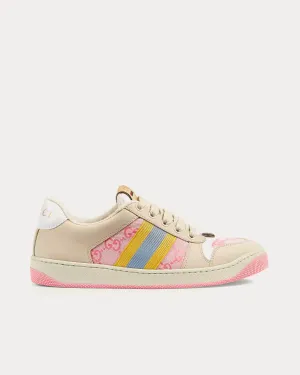 Screener with Web GG Beige / Pink / Yellow / Blue Low Top Sneakers