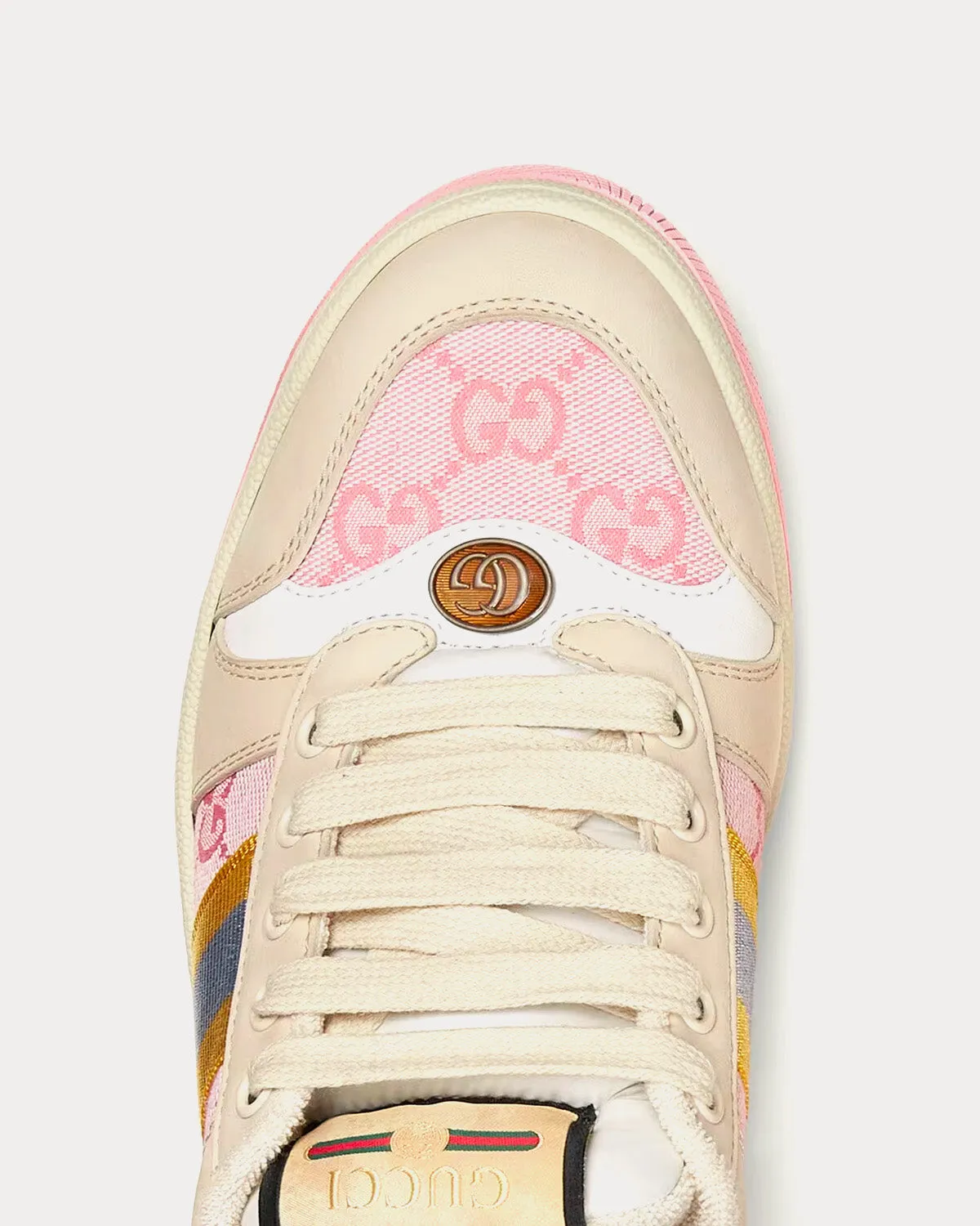 Screener with Web GG Beige / Pink / Yellow / Blue Low Top Sneakers