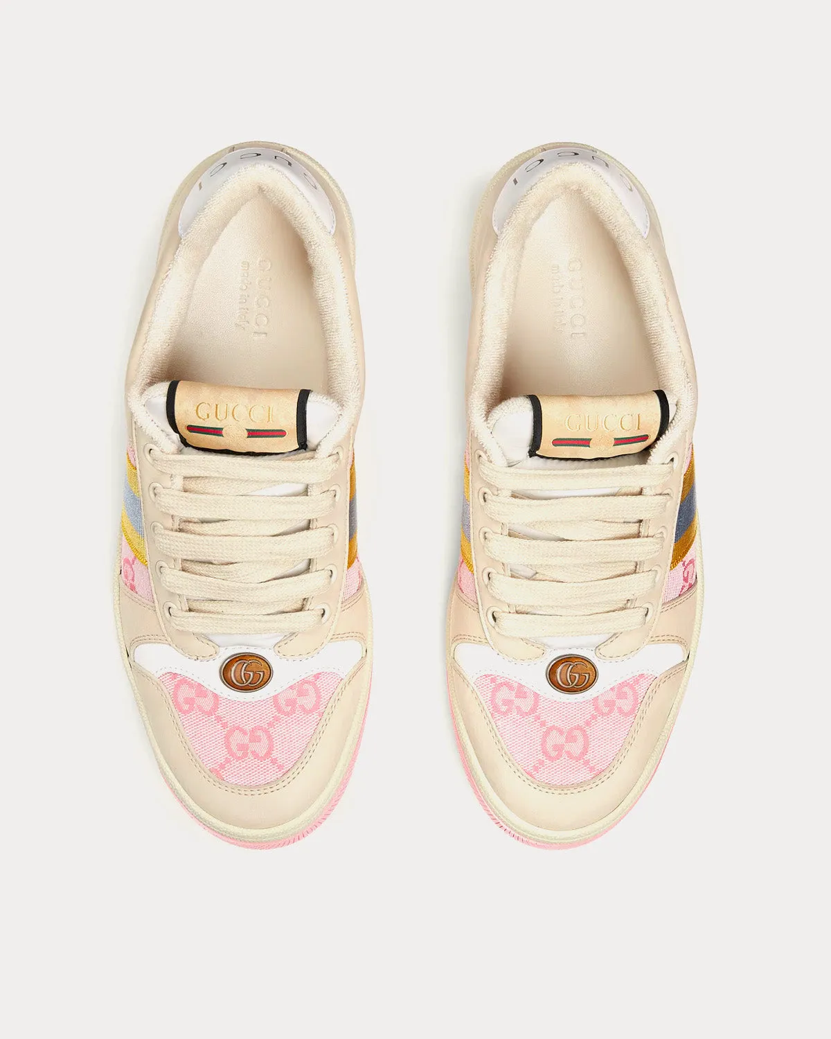 Screener with Web GG Beige / Pink / Yellow / Blue Low Top Sneakers