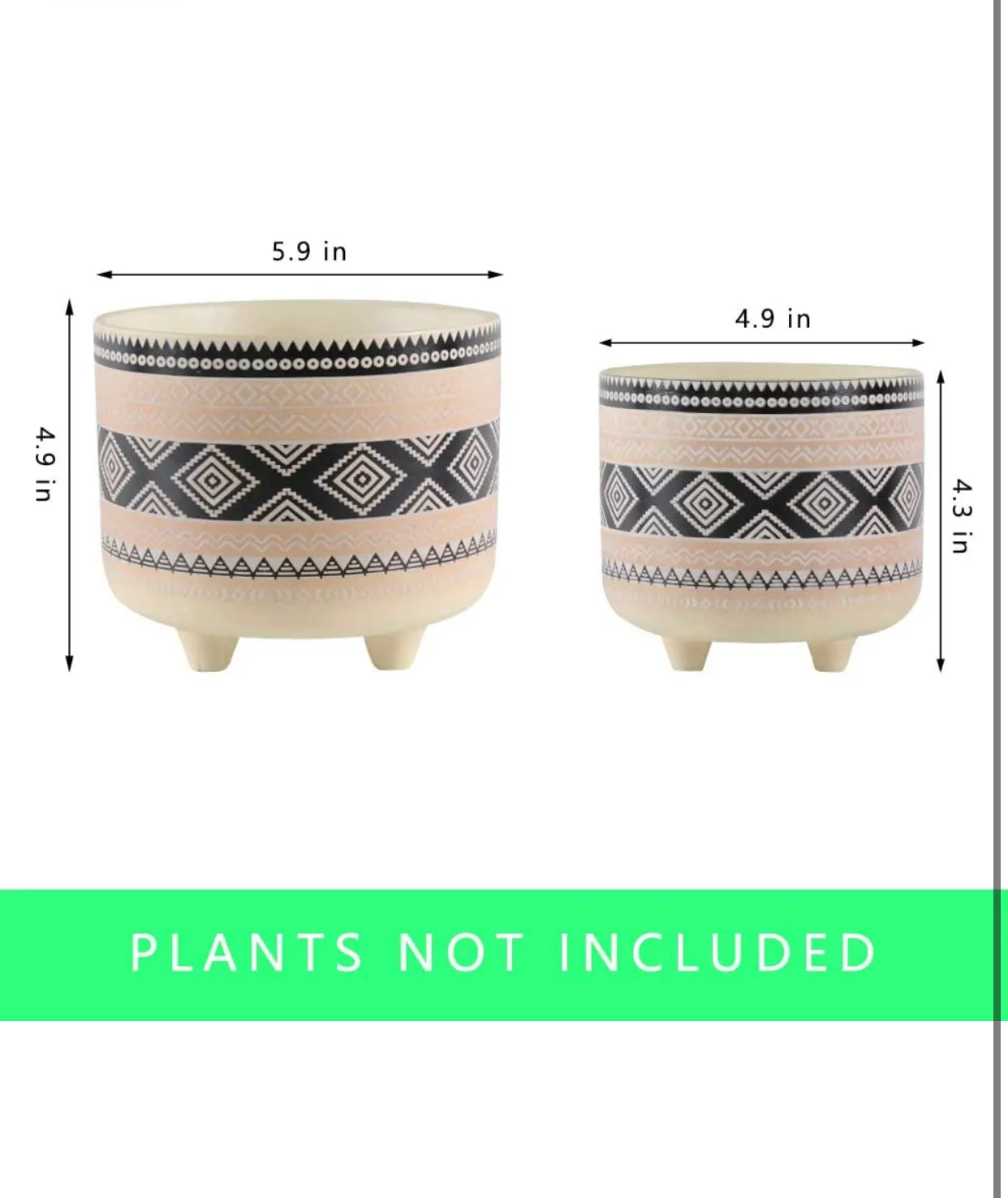 Set of 2 Geometric Design Ceramic Plants Pot with Drainage Hole