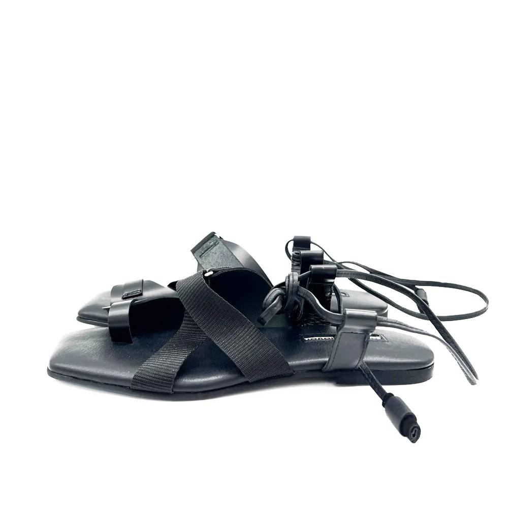 SHR Cover Me In Sunrise black leather sandals