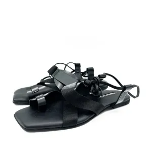 SHR Cover Me In Sunrise black leather sandals