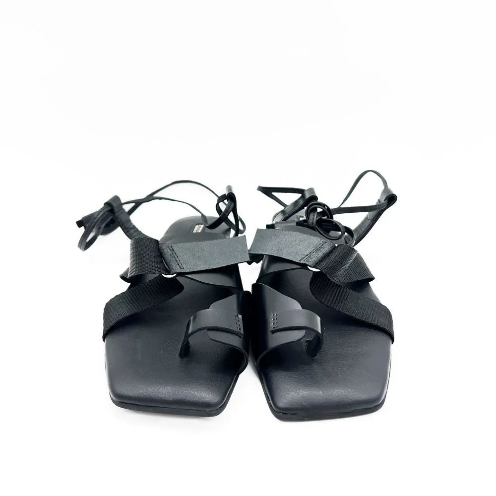 SHR Cover Me In Sunrise black leather sandals
