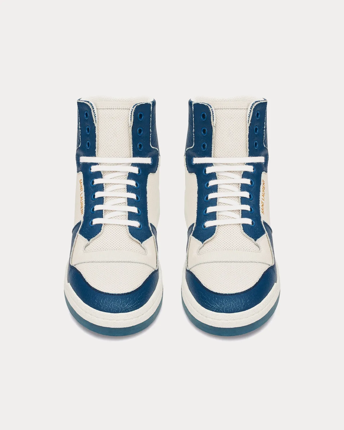 SL/24 Perforated Leather Off-White / Light Navy Mid Top Sneakers
