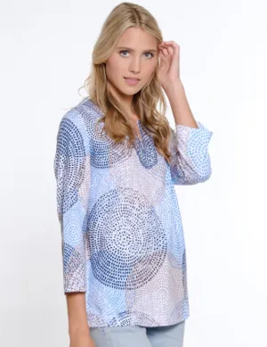 Slub Knit Embroidered Neck Top