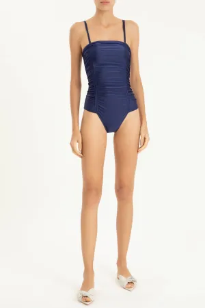 Solid Frilled Swimsuit With Straps