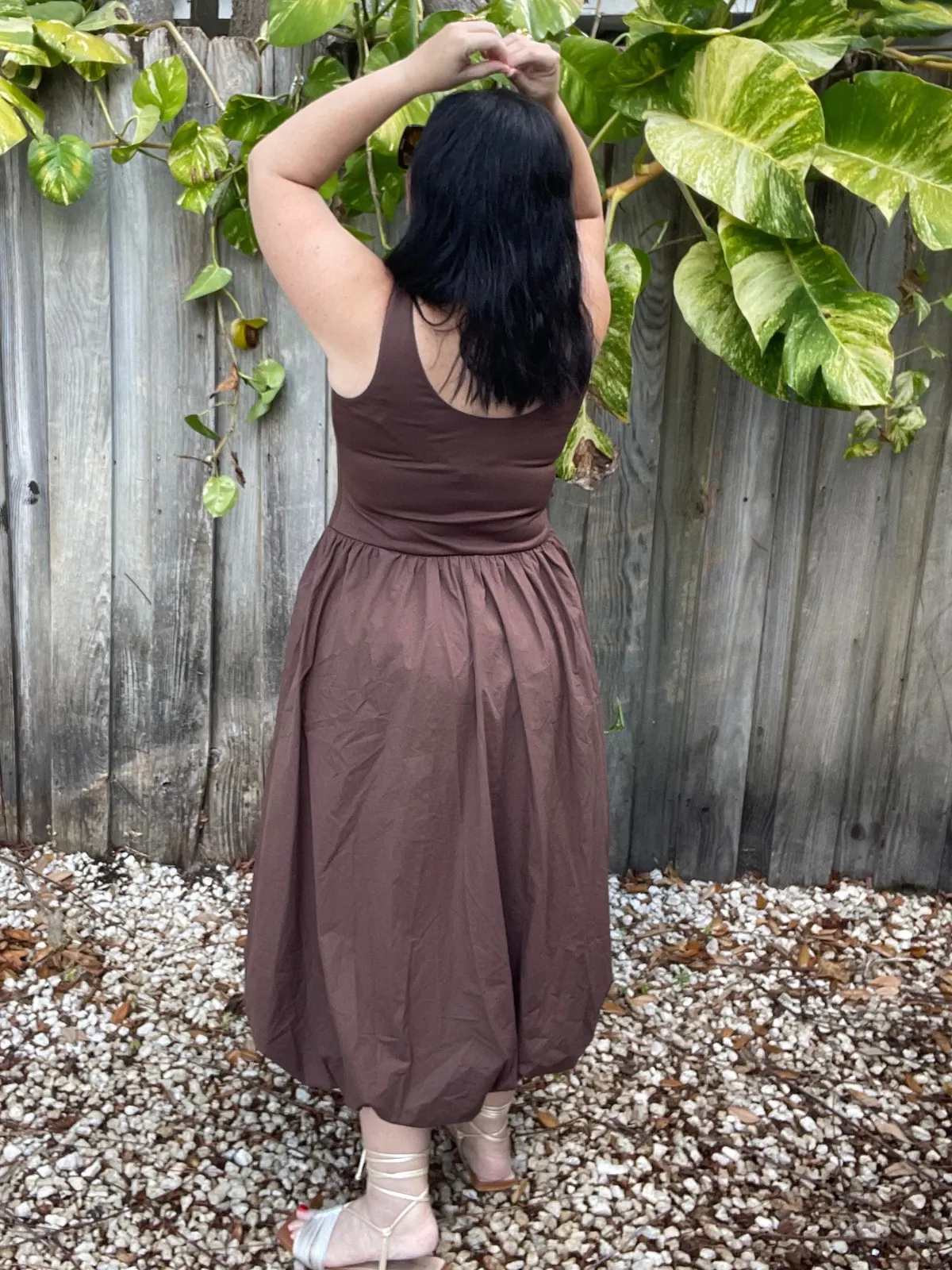 The Mocha Mousse Balloon Hem Midi Dress